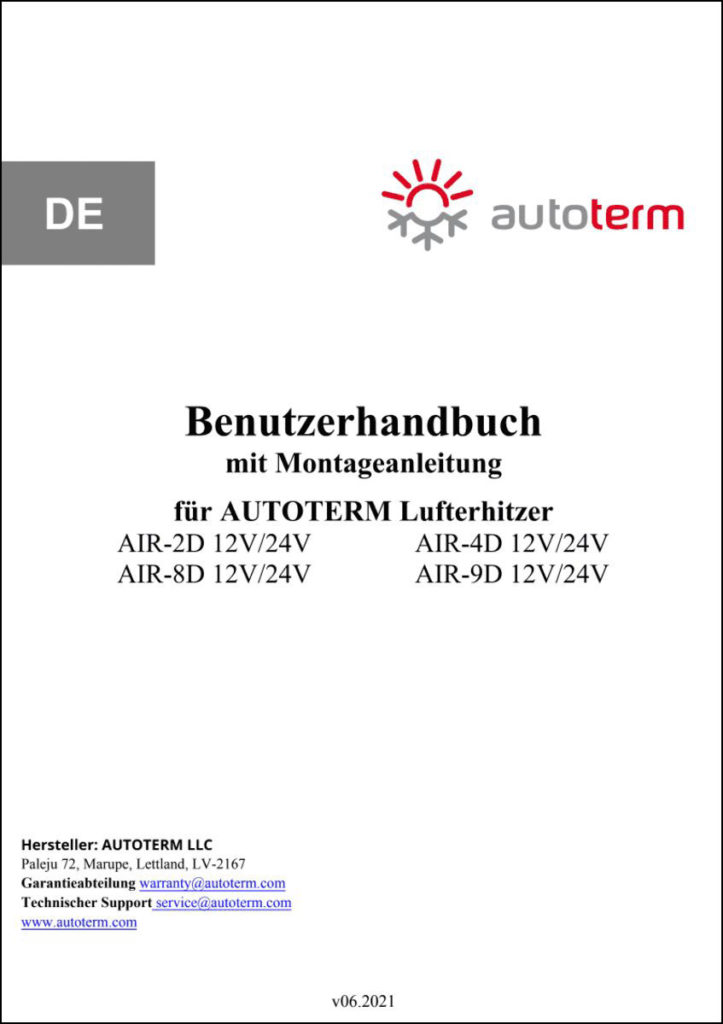 Benutzerhandbuch Autoterm Air 2D / 4D