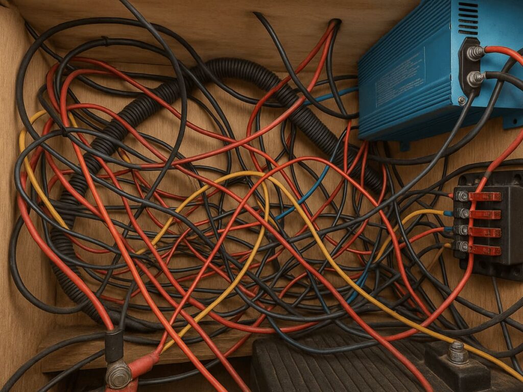 Unsauber verlegte Kabel sind Camper sind im Nachhinein oft ein großes Problem