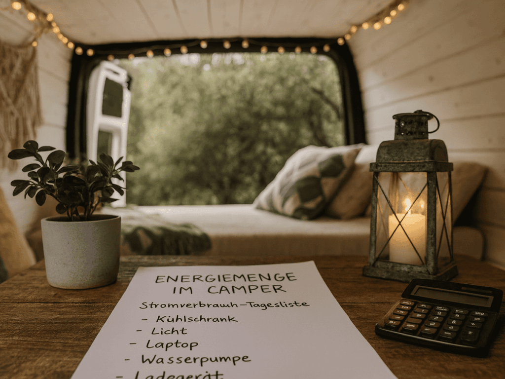 Strombedarf im Camper berechnen - Liste anfertigen